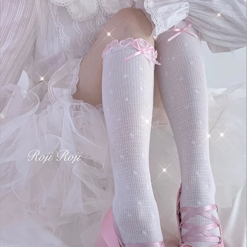 Roji Roji~Sweet Lolita Socks Cute Cotton Lolita Stockings Polka Dot