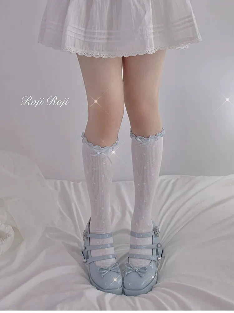 Roji Roji~Sweet Lolita Socks Cute Cotton Lolita Stockings Polka Dot