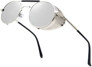 RONSOU Steampunk Style Round Vintage Polarized Sunglasses Retro Eyewear UV400 Protection Matel Frame