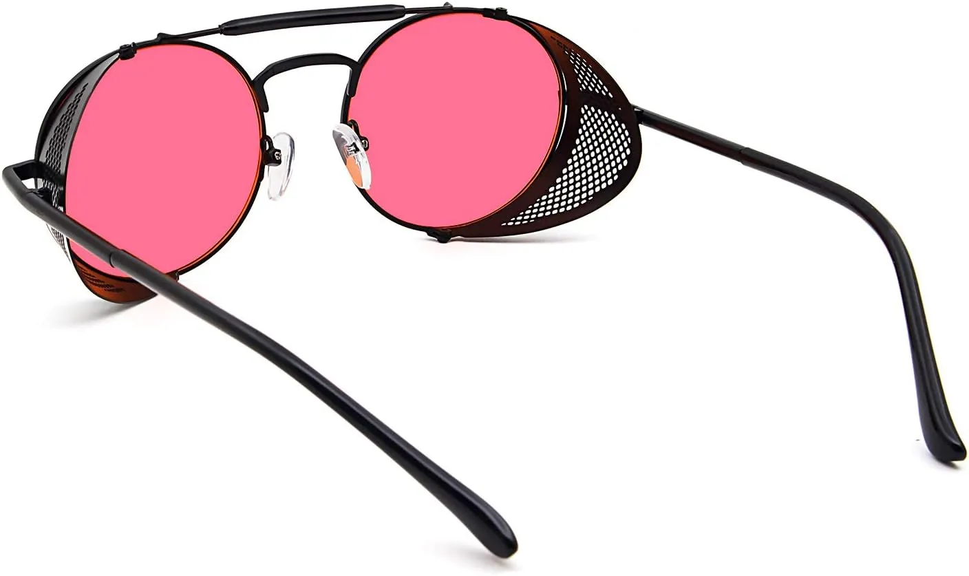 RONSOU Steampunk Style Round Vintage Polarized Sunglasses Retro Eyewear UV400 Protection Matel Frame