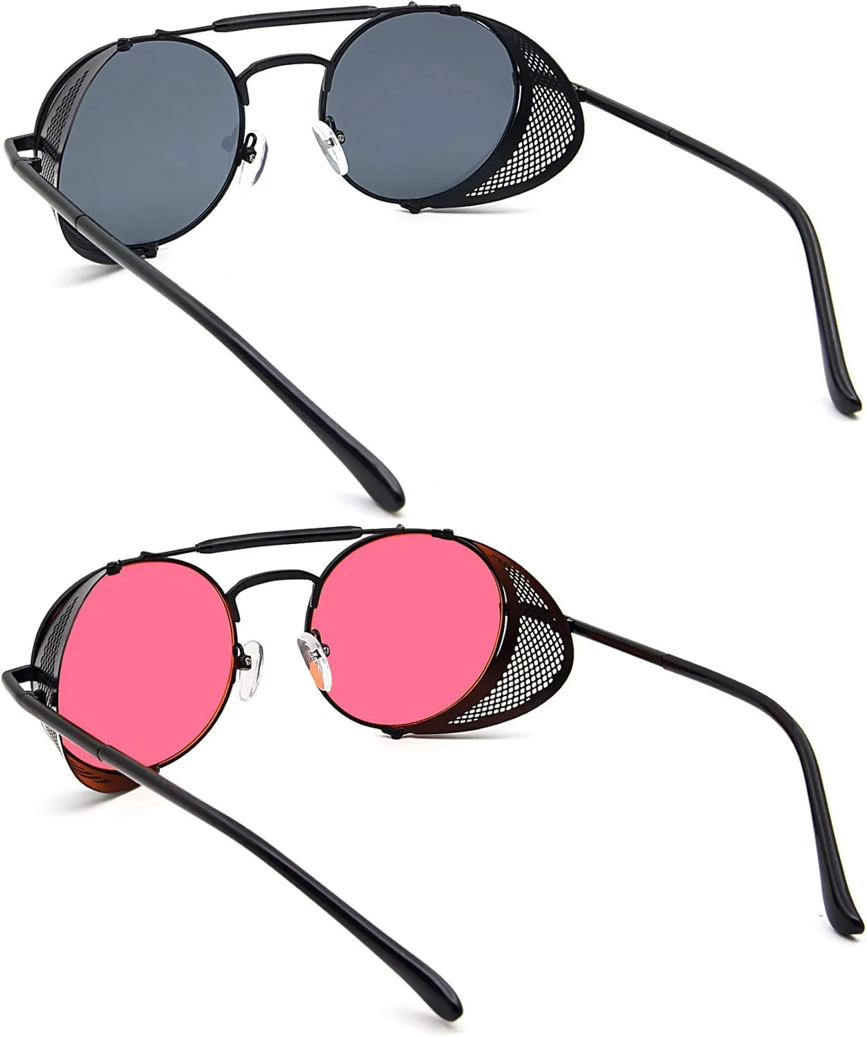 RONSOU Steampunk Style Round Vintage Polarized Sunglasses Retro Eyewear UV400 Protection Matel Frame