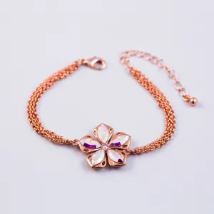 Rose Gold & Crystal AB Cherry Blossom Sakura Bracelet