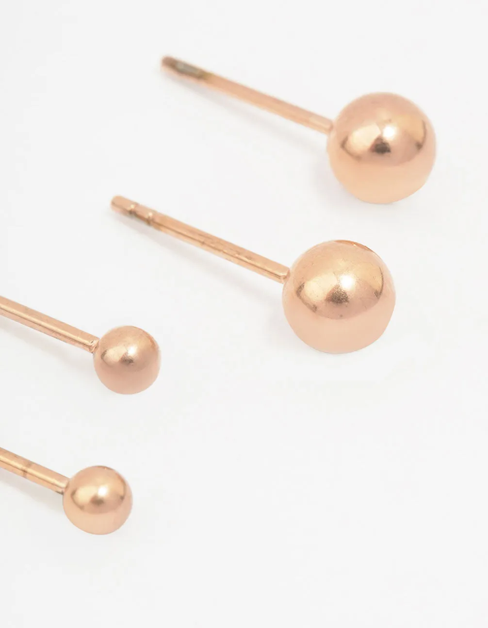 Rose Gold Plated Surgical Steel Graduating Ball Stud Earring Pack