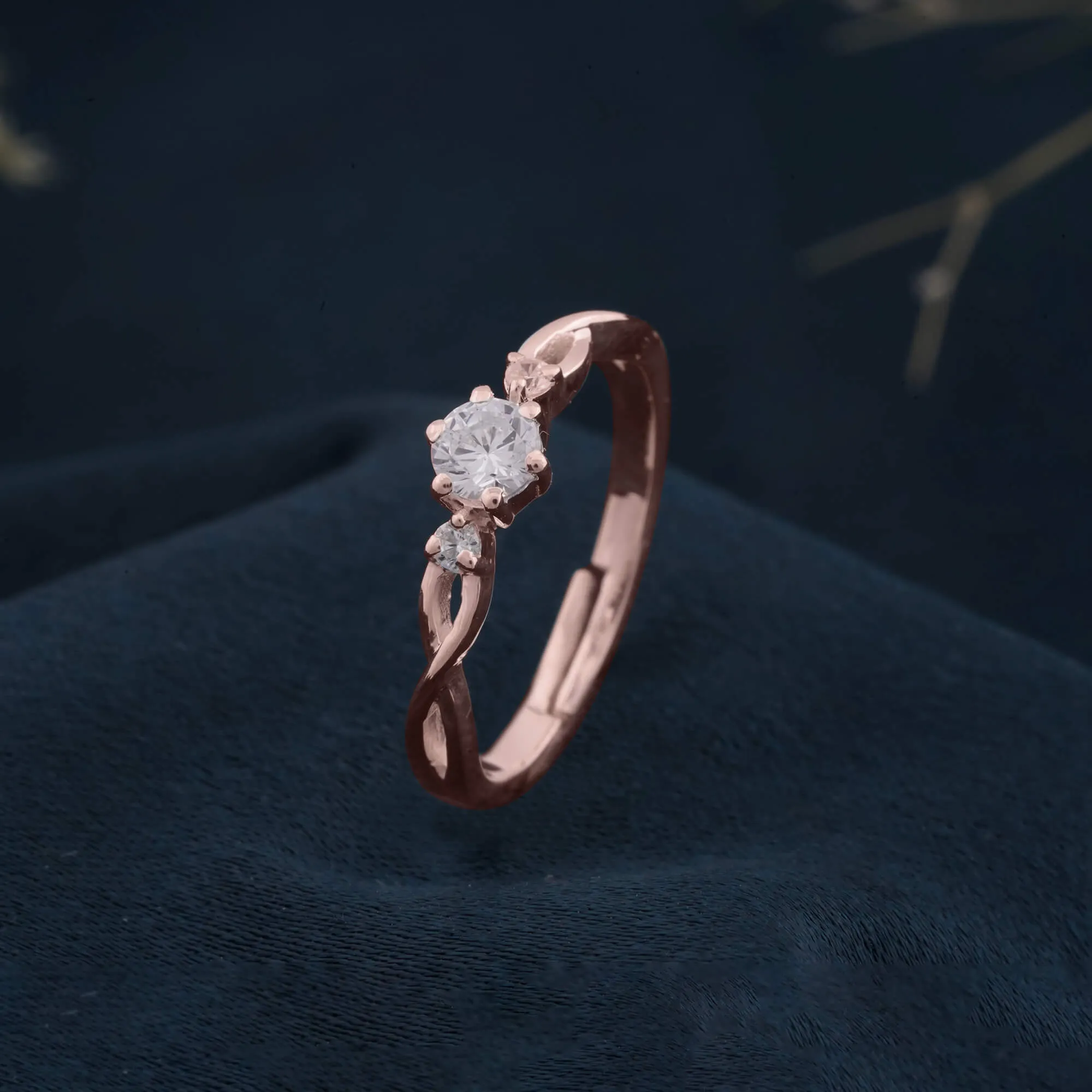 Rose Gold Wave Love Women's Band Ring