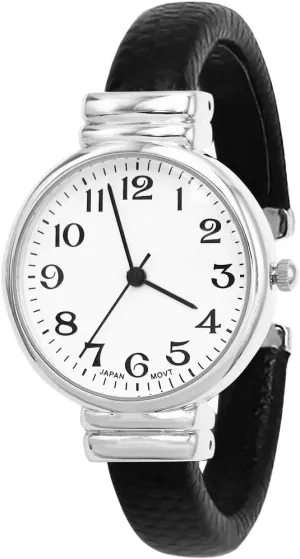 Rosemarie Collections Women's Faux Snake Skin Patterned Cuff Watch (Black/Silver)
