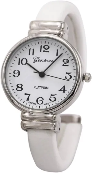 Rosemarie Collections Women's Faux Snake Skin Patterned Cuff Watch (White)