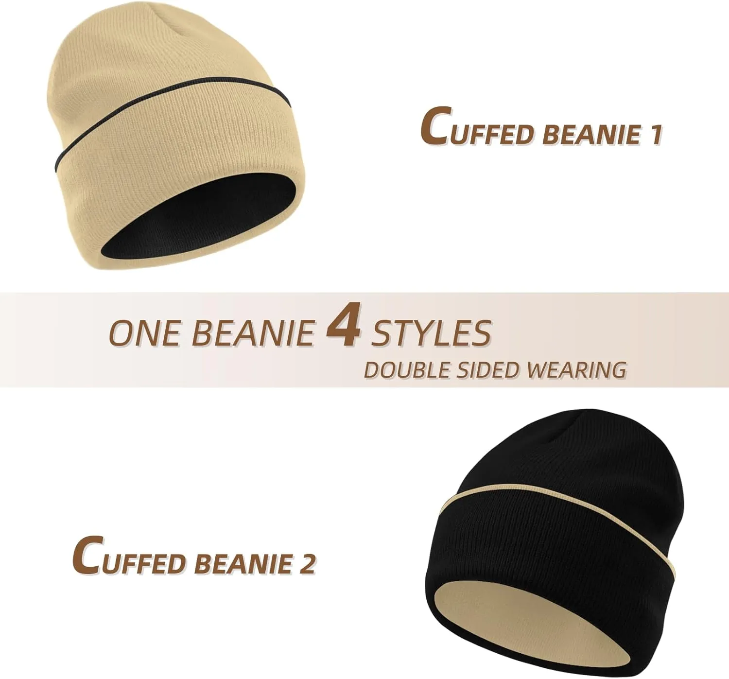 Rosoz Unisex Beanie Winter Knitted Skull Cuffed Soft Warm Hat for Men/Women Slouchy Ski Watch Cap