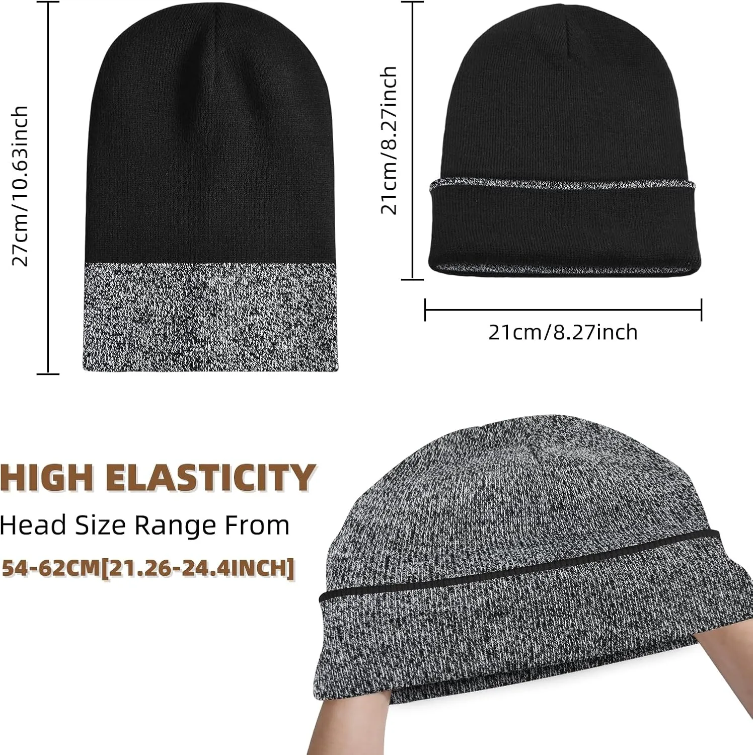 Rosoz Unisex Beanie Winter Knitted Skull Cuffed Soft Warm Hat for Men/Women Slouchy Ski Watch Cap
