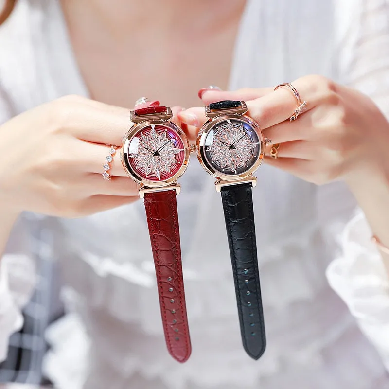Rotatable Flower Dial Women's Watch
