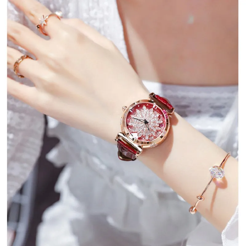 Rotatable Flower Dial Women's Watch