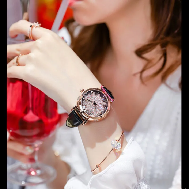 Rotatable Flower Dial Women's Watch