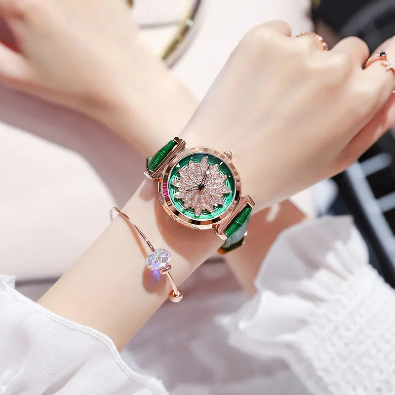 Rotatable Flower Dial Women's Watch