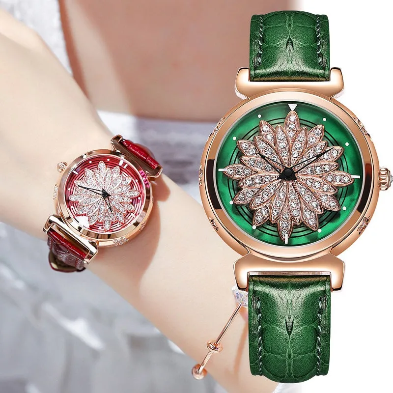 Rotatable Flower Dial Women's Watch