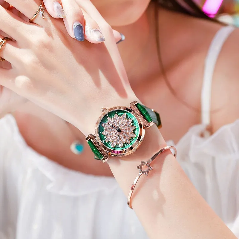 Rotatable Flower Dial Women's Watch
