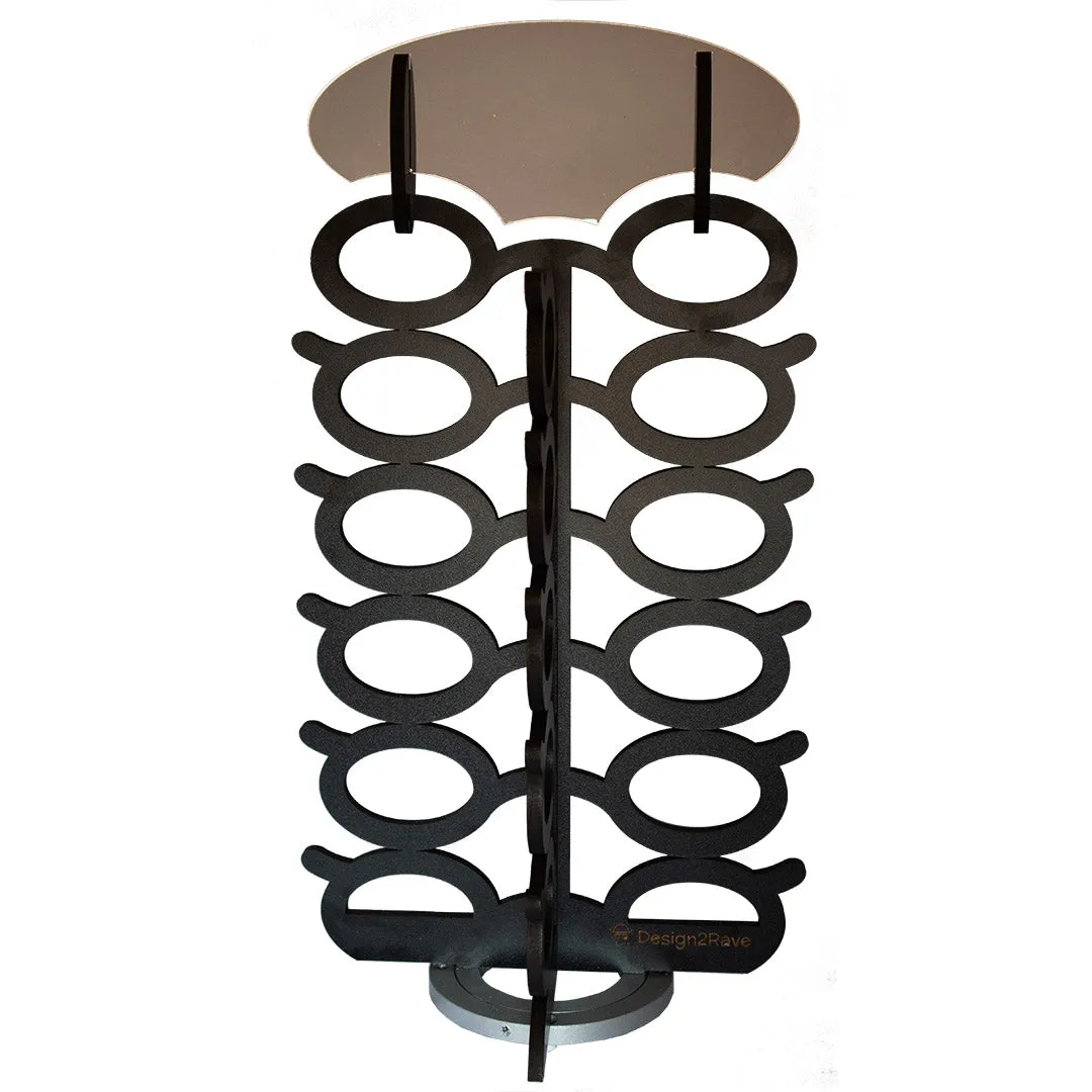 Rotating Wood Sunglasses Rack with Mirror - 20-Pair - Oversized Glasses