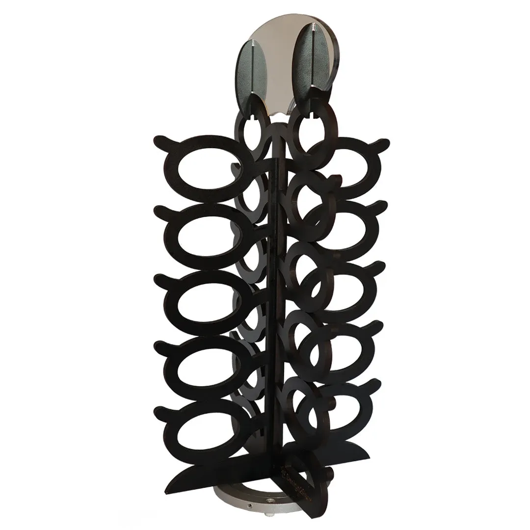Rotating Wood Sunglasses Rack with Mirror - 20-Pair - Oversized Glasses