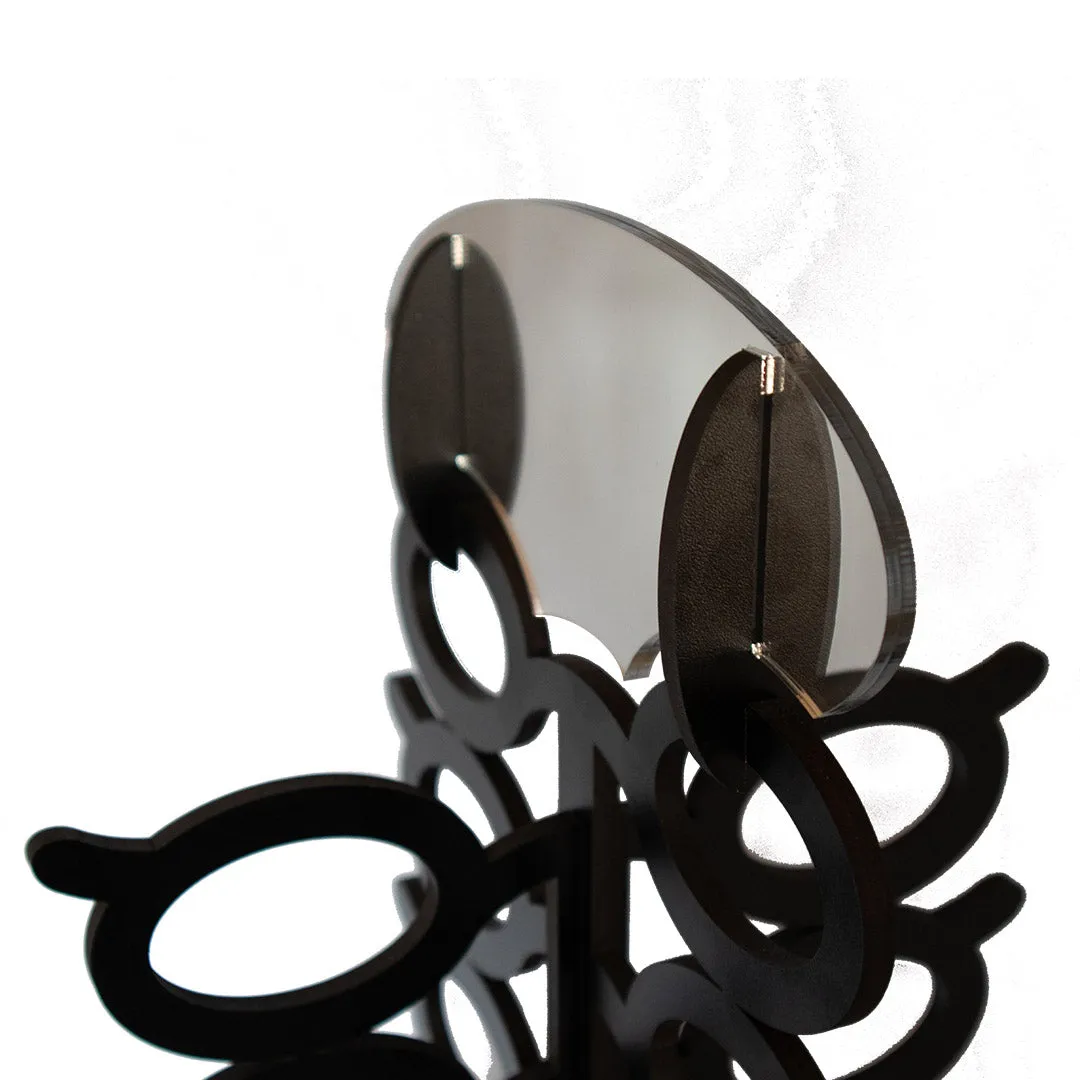 Rotating Wood Sunglasses Rack with Mirror - 20-Pair - Oversized Glasses