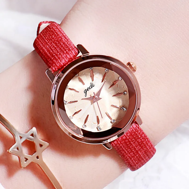 Round Dial Ultra-thin Strap Women's Watch