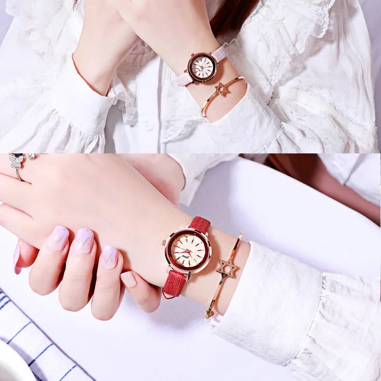 Round Dial Ultra-thin Strap Women's Watch