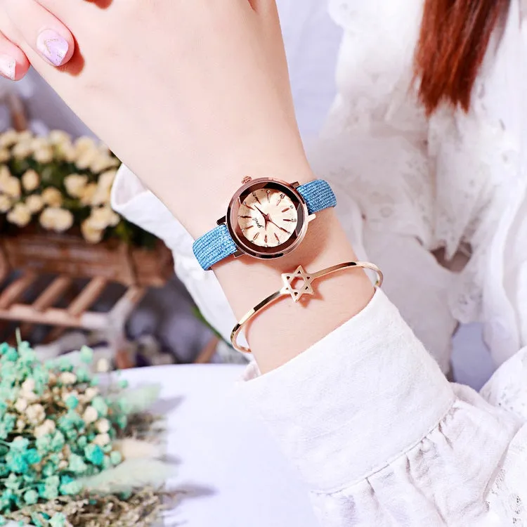 Round Dial Ultra-thin Strap Women's Watch