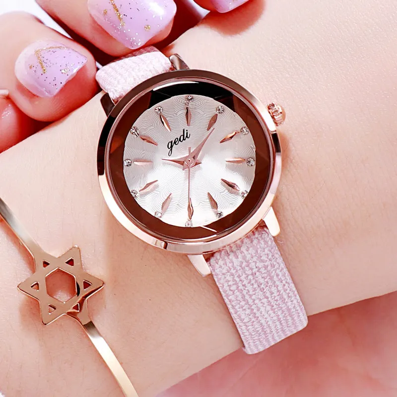 Round Dial Ultra-thin Strap Women's Watch