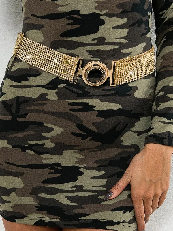 Round Diamond Buckle Belt