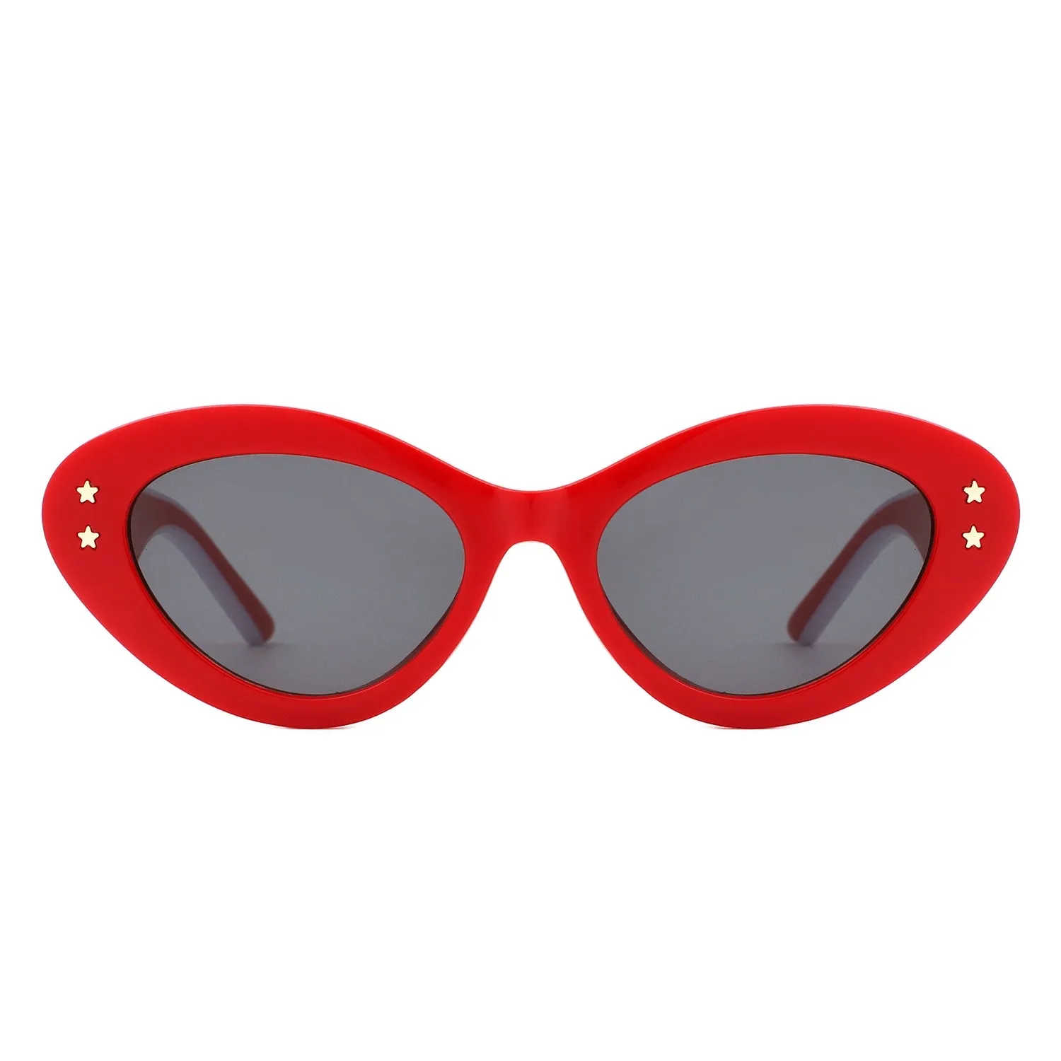 Rounded Cat Eye Sunglasses in Red & White