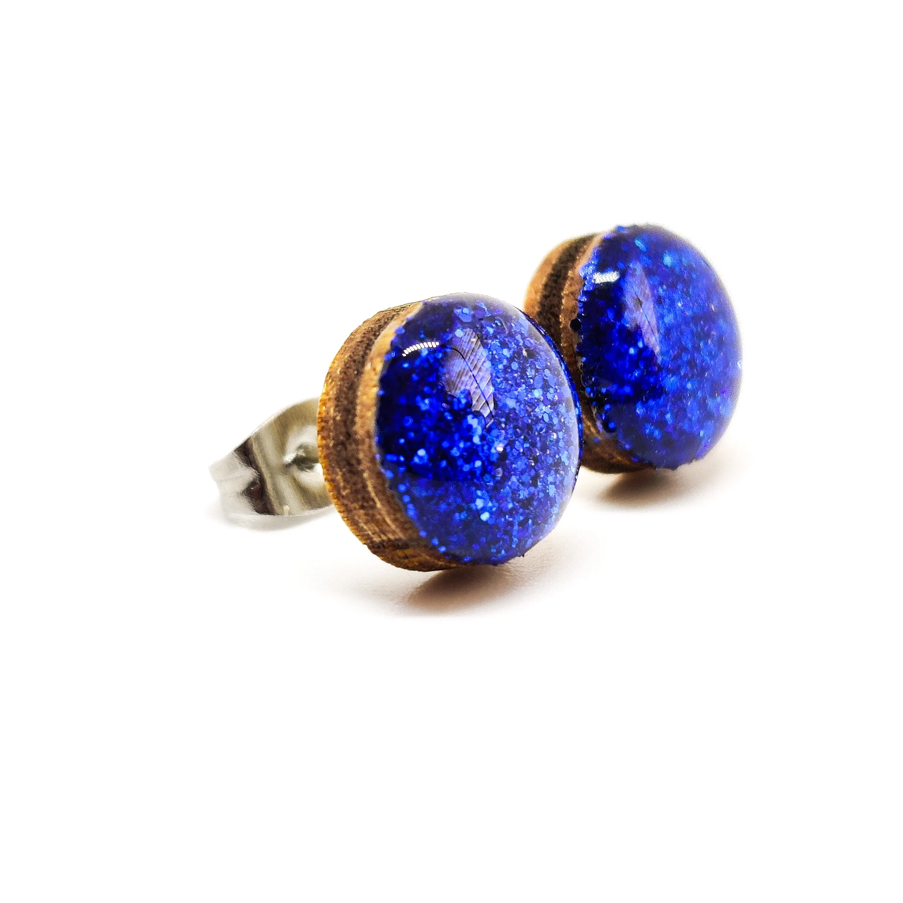 Royal Blue Sparkle Stud Earrings by Candi Cove Designs