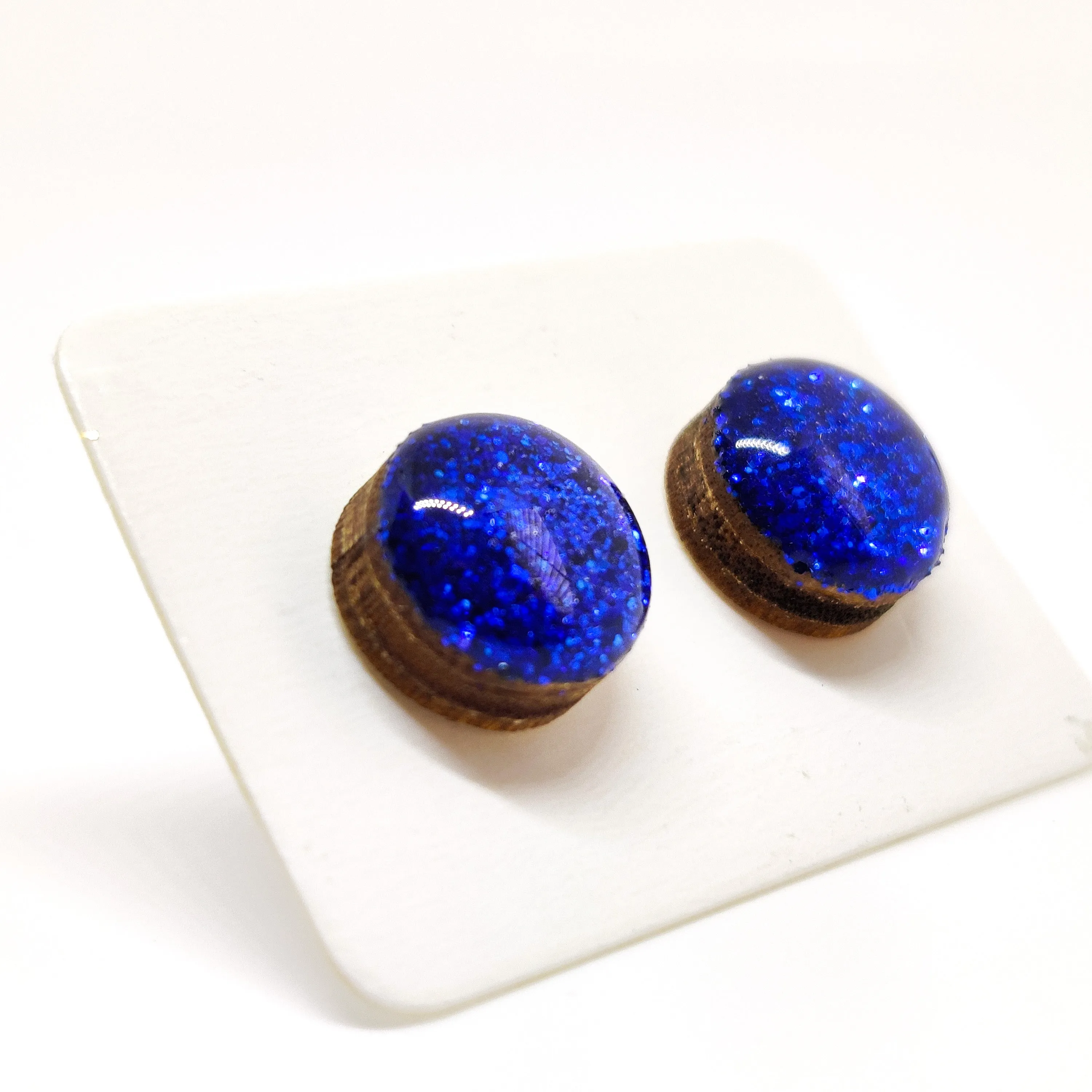 Royal Blue Sparkle Stud Earrings by Candi Cove Designs