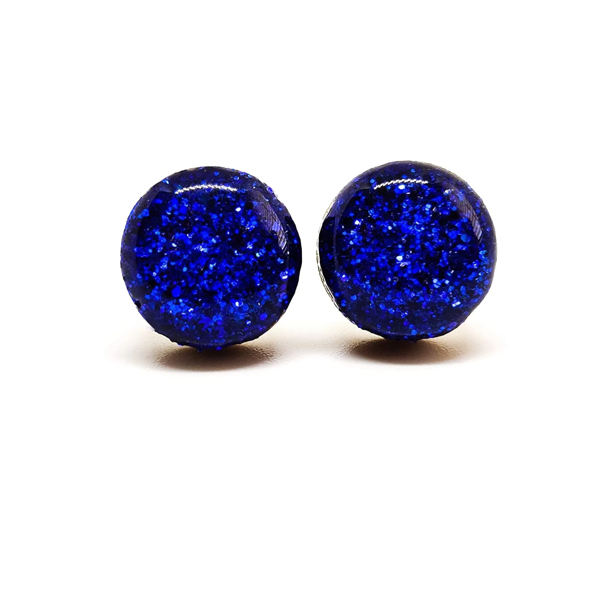 Royal Blue Sparkle Stud Earrings by Candi Cove Designs