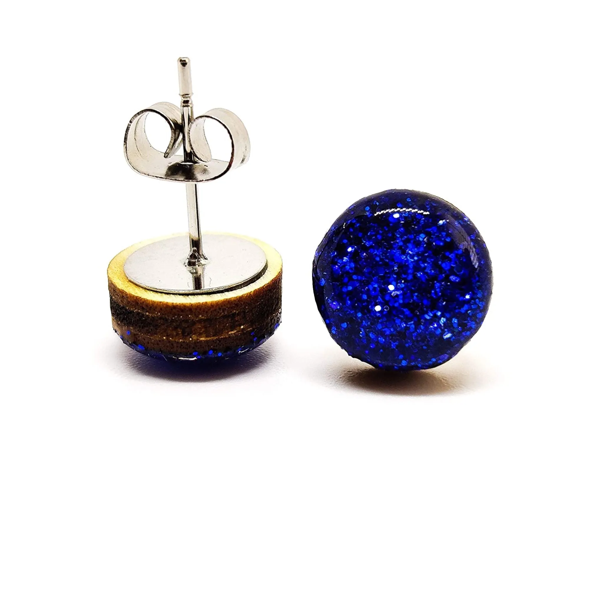 Royal Blue Sparkle Stud Earrings by Candi Cove Designs