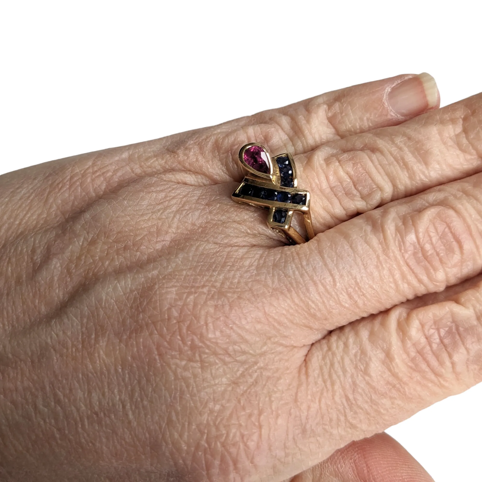 Ruby and Sapphire 10K Gold Ring Size 7