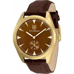 S. Coifman Men's Watch - Quartz Copper Dial Brown Leather Strap Yellow Case | SC0531