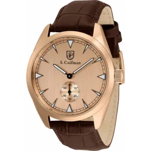 S. Coifman Men's Watch - Quartz Rose Gold Dial Brown Genuine Leather Strap | SC0532