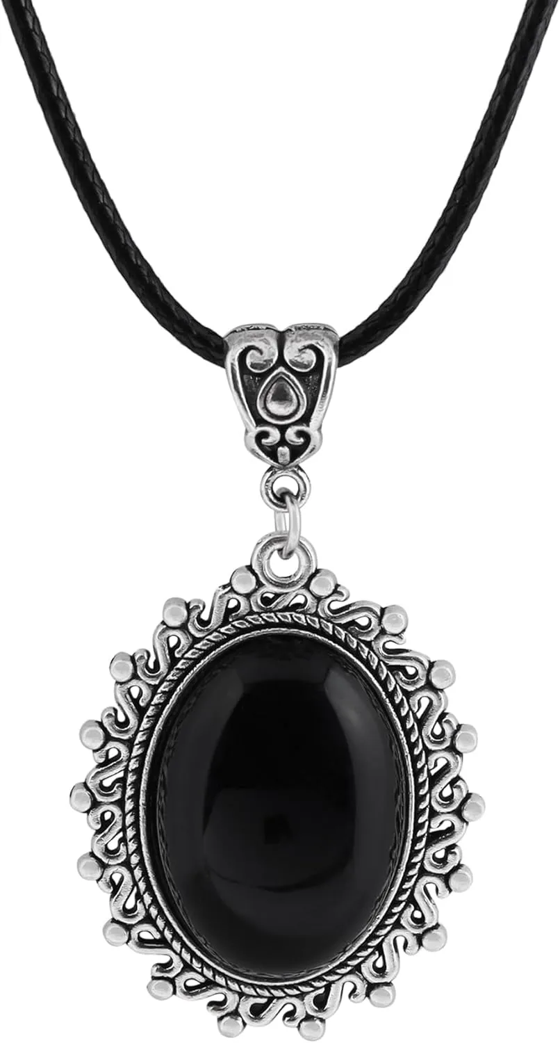 Sacina Gothic Black Teardrop Victorian Necklace, Gothic Goth Necklace, Black Goth Jewelry, Halloween Christmas Jewelry Gift for Women