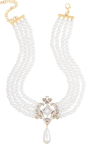Sacina Layered Imitation-Imitation-pearl Choker Necklace for Women, RhineCrystal Bridal Necklace, Costume Jewelry, Christmas Jewelry Gift for Women