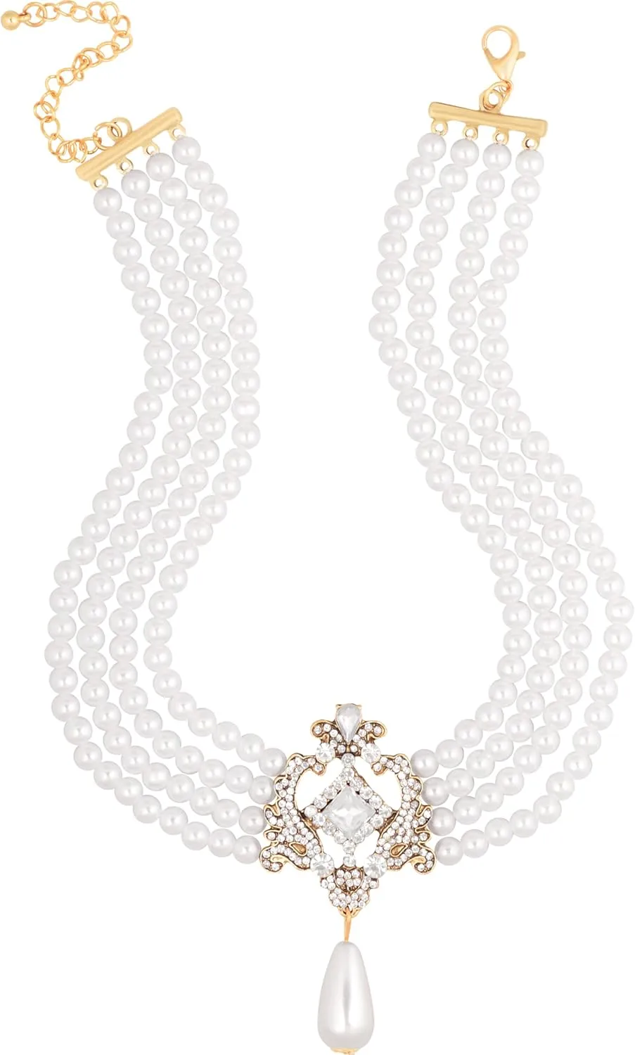 Sacina Layered Imitation-Imitation-pearl Choker Necklace for Women, RhineCrystal Bridal Necklace, Costume Jewelry, Christmas Jewelry Gift for Women