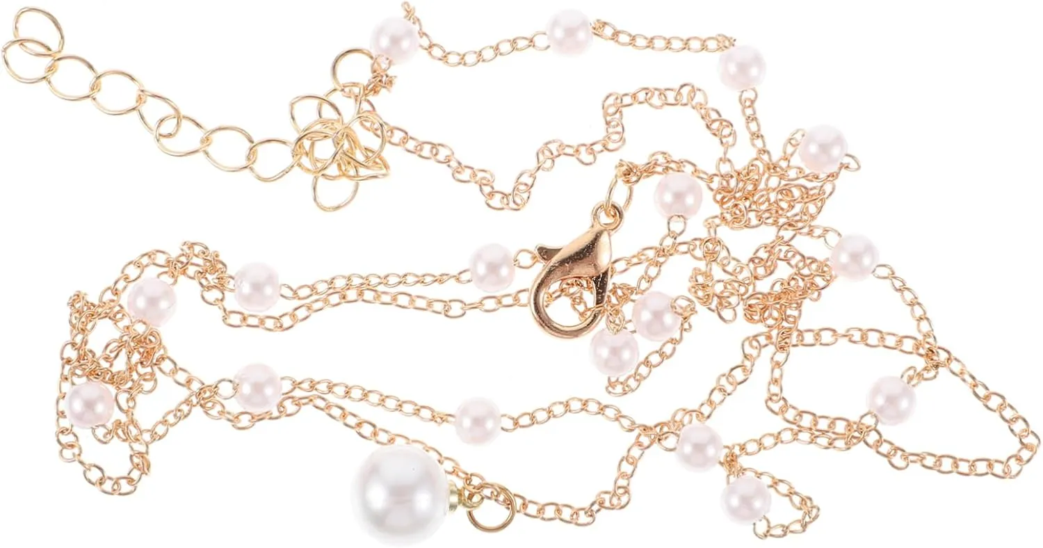 SAFIGLE Double-layer Pearl Necklace for Women Gold Pendant Stylish and Elegant Jewelry Set