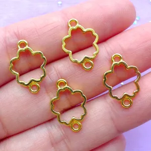 Sakura Open Backed Bezel Connector | Mini Cherry Blossom Charm | Flower Deco Frame | Kawaii UV Resin Jewellery Supplies (4pcs / Gold / 12mm x 17mm)