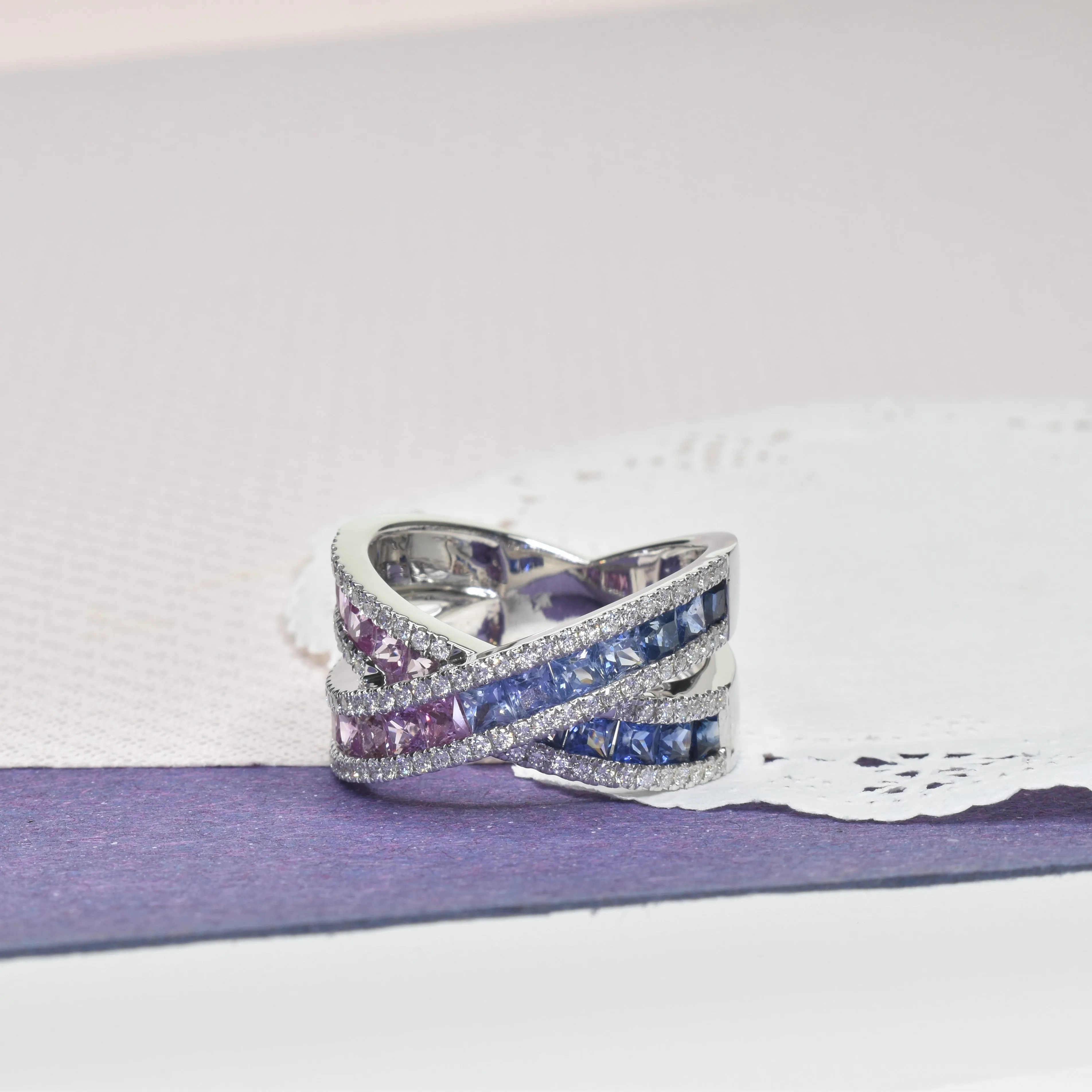 Sapphire Crossover Ring