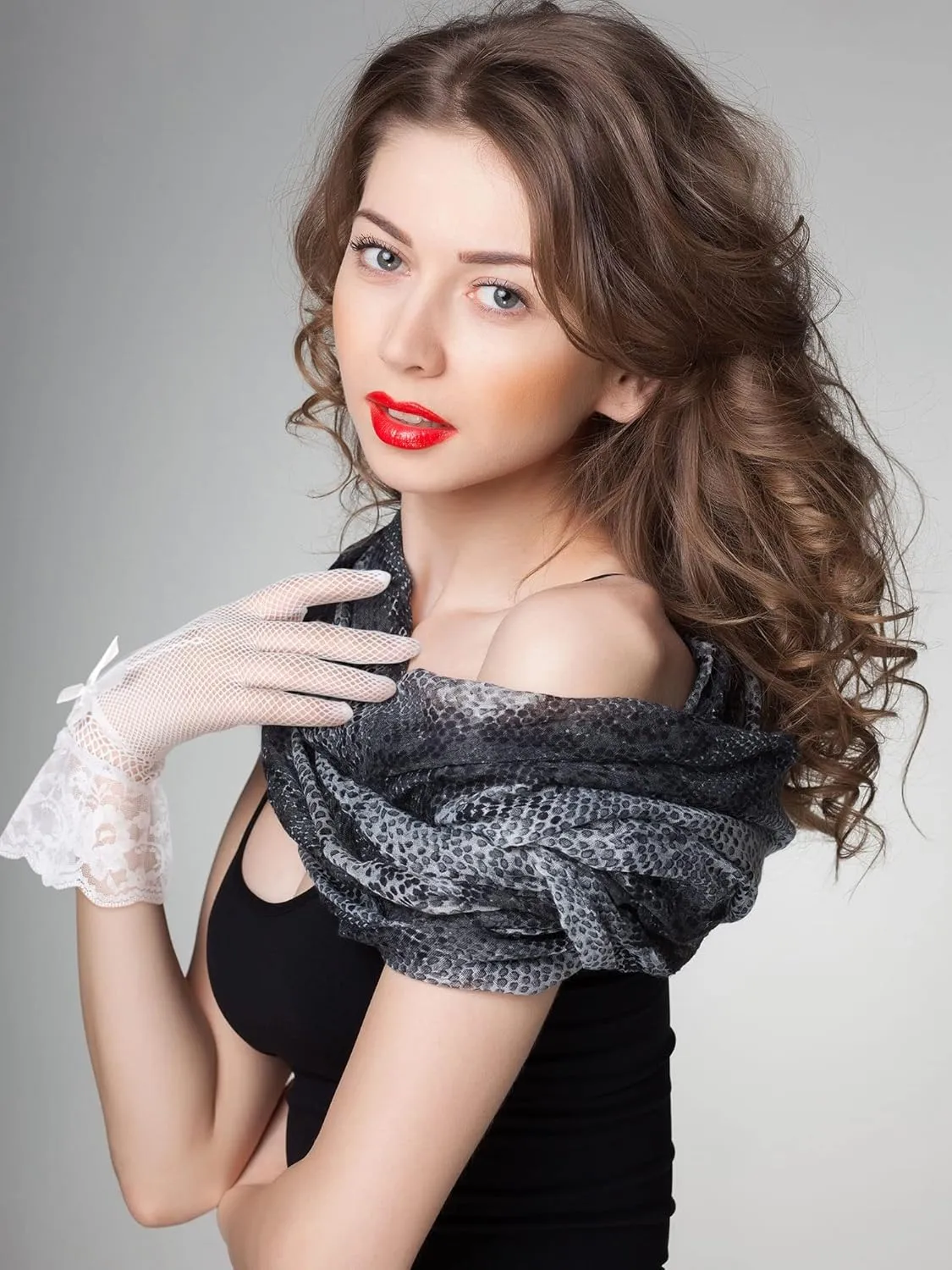 SATINIOR Women Lace Gloves Elegant Short Lace Tea Party Gloves for Women Wedding Dinner Party