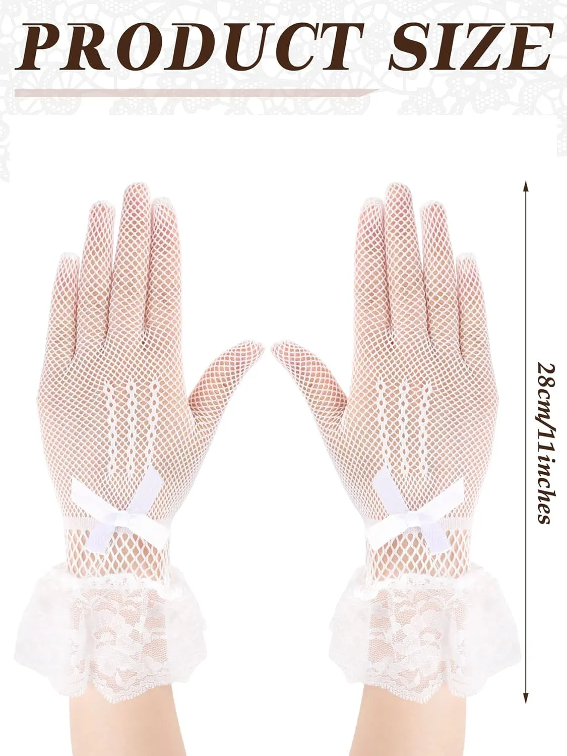 SATINIOR Women Lace Gloves Elegant Short Lace Tea Party Gloves for Women Wedding Dinner Party