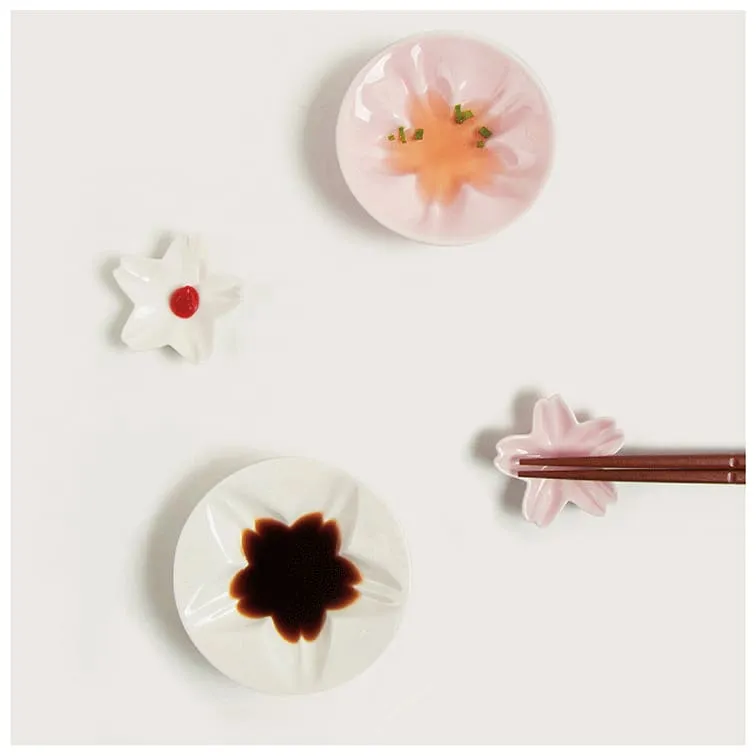 Sauce Plate and Chopstick Holder Set Sakura ( 2 colors)