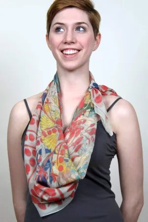 Scarf / Floral Print / Silk Chiffon / Square / Unisex