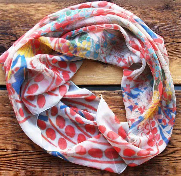 Scarf / Floral Print / Silk Chiffon / Square / Unisex