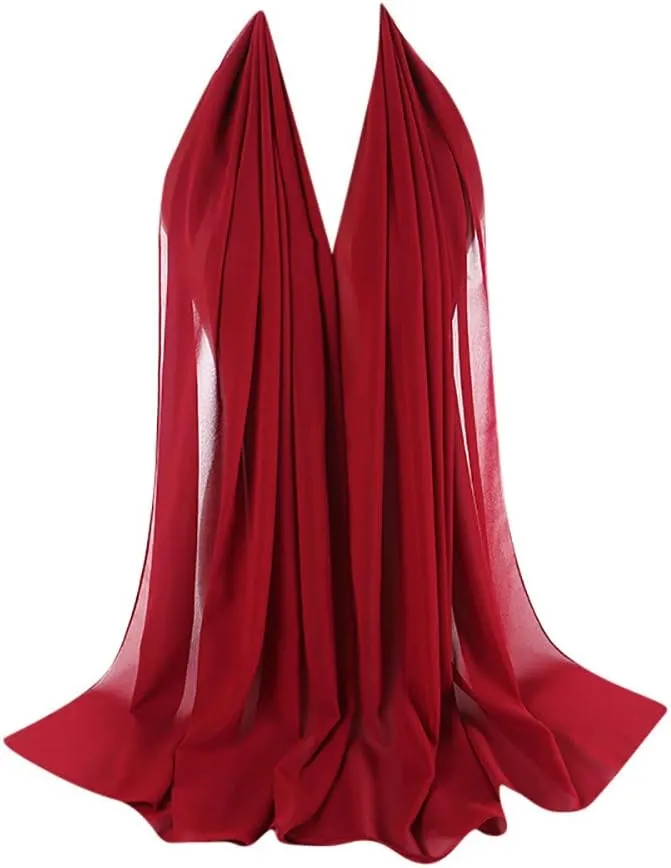 Scarfs for Women Fashion Women Silk Head Scarf Chiffon Scarf Plain Headband Wrap Hijabs Women Bubble (U, One Size)