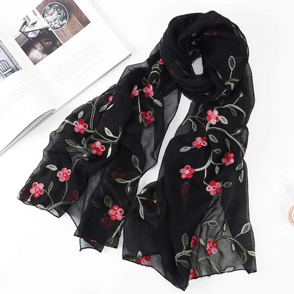 Scarfs For Women Fashion Women Silk Scarves Hijabs Headband Scarf Scarf Women Embroidery Wrap Muslim Shawls Chiffon