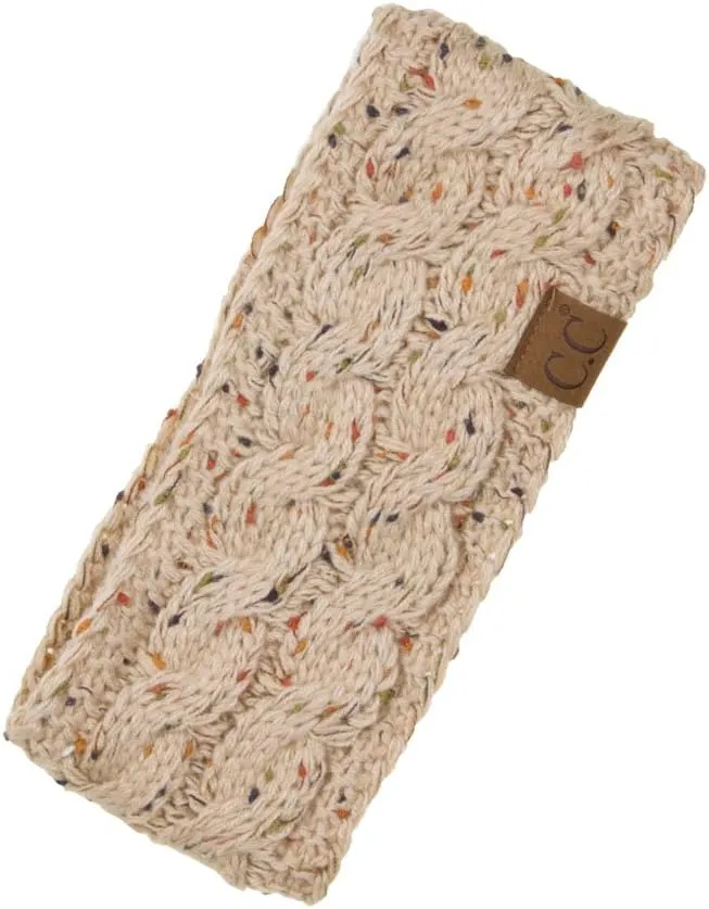 ScarvesMe Womens Confetti Sherpa Lined Winter Cable Knit Headband Headwrap