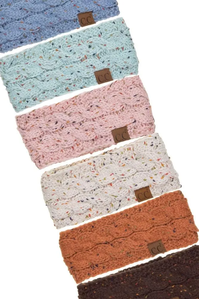 ScarvesMe Womens Confetti Sherpa Lined Winter Cable Knit Headband Headwrap