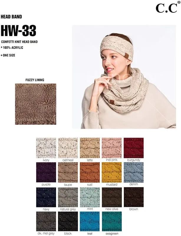 ScarvesMe Womens Confetti Sherpa Lined Winter Cable Knit Headband Headwrap